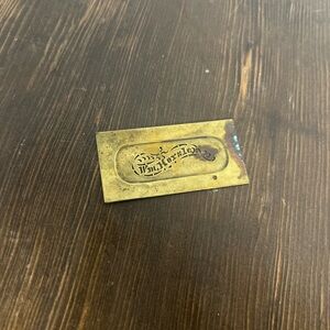 Vintage Brass Soldier Nameplate - Gold Metal Decorative Stencil from Civil War